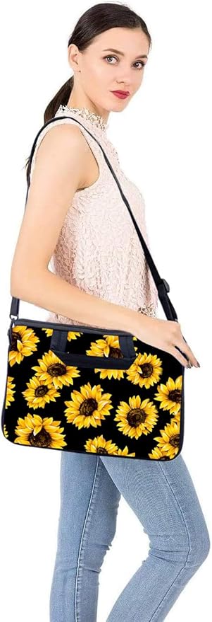 RICHEN 17 inch Laptop Shoulder Bag Carrying Case with Handle Fits 15.6/16/17/17.3/17.4 inch Laptop Notebook (16-17.3 inch, Sunflowers)