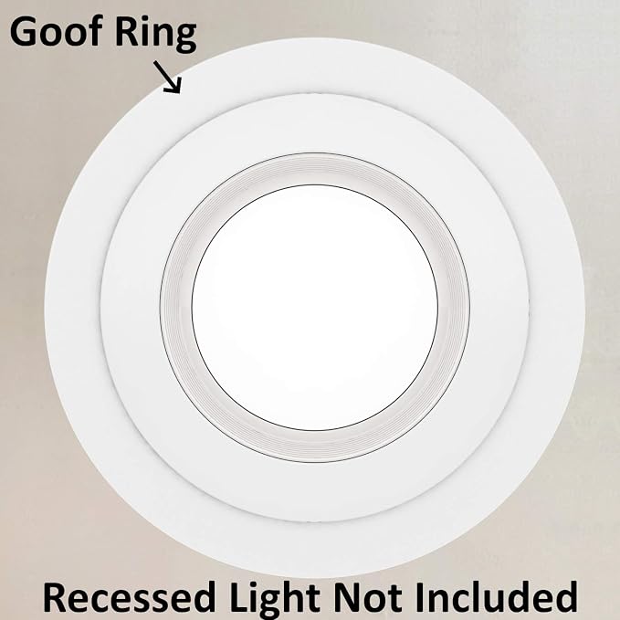 10 Pack Gloss White Goof Trim Ring for 6" Inch Recessed Lighting Trims Can Lighting Down Light, Outer Diameter 8.07 Inches