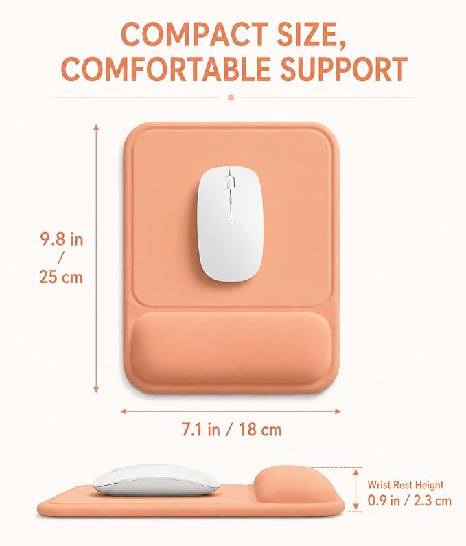 eulps Ergonomic Mouse Pad with Wrist Rest, Gel Mousepad with Soft Wrist Support, Non-Slip PU Base, Smooth Surface Mouse Pad for Wrist Pain Relief, Computer Laptop Office Home & Gaming (Orange)