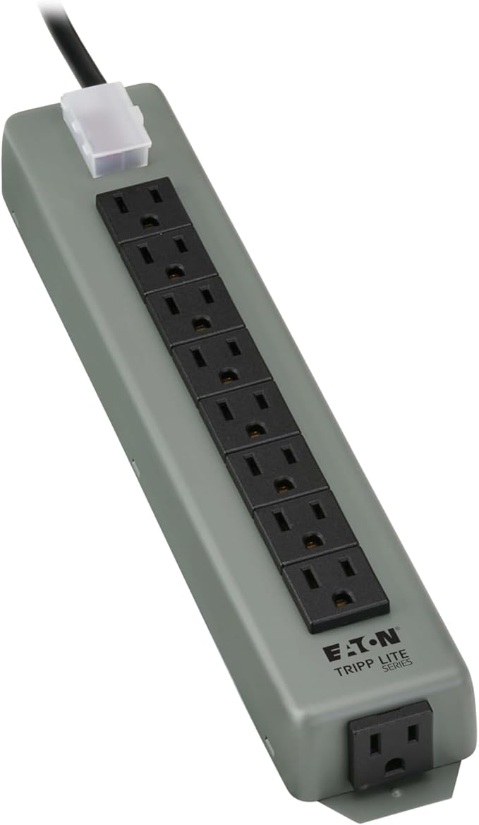 Eaton Tripp Lite series 9-Outlet Heavy Duty Power Strip, Metal, Mountable (Wall Mount & Under Desk) 15ft Extension Cord, On/Off Switch Cover, Industrial Garage Shop Work Bench Applications (UL24CB-15)