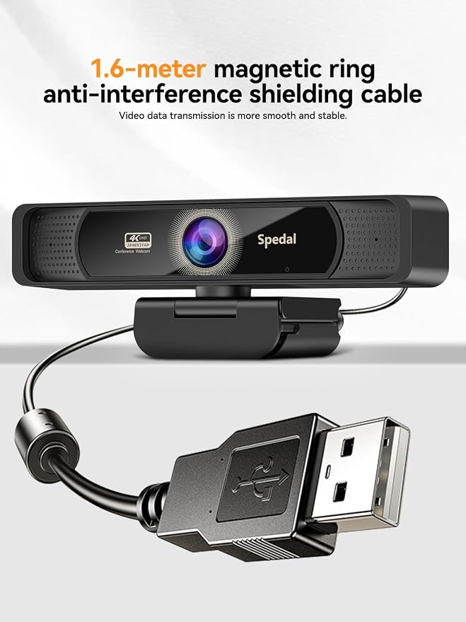 Spedal 4K Webcam with Tripod, Wide Angle 120° USB Webcam, Sony 1/2.8" Sensor, Dual Microphones, Remote Control, Auto Focus for Video Conferencing, Online Meetings, Streaming, Zoom & Teams