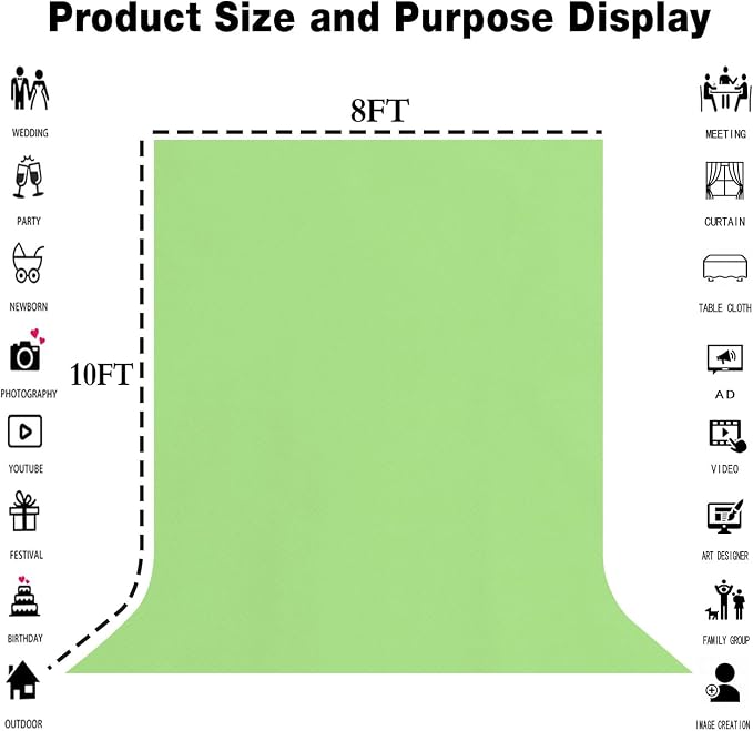 Large Screen Backdrop 10x10FT Light Green Background Cloth Photo Studio Shooting Props