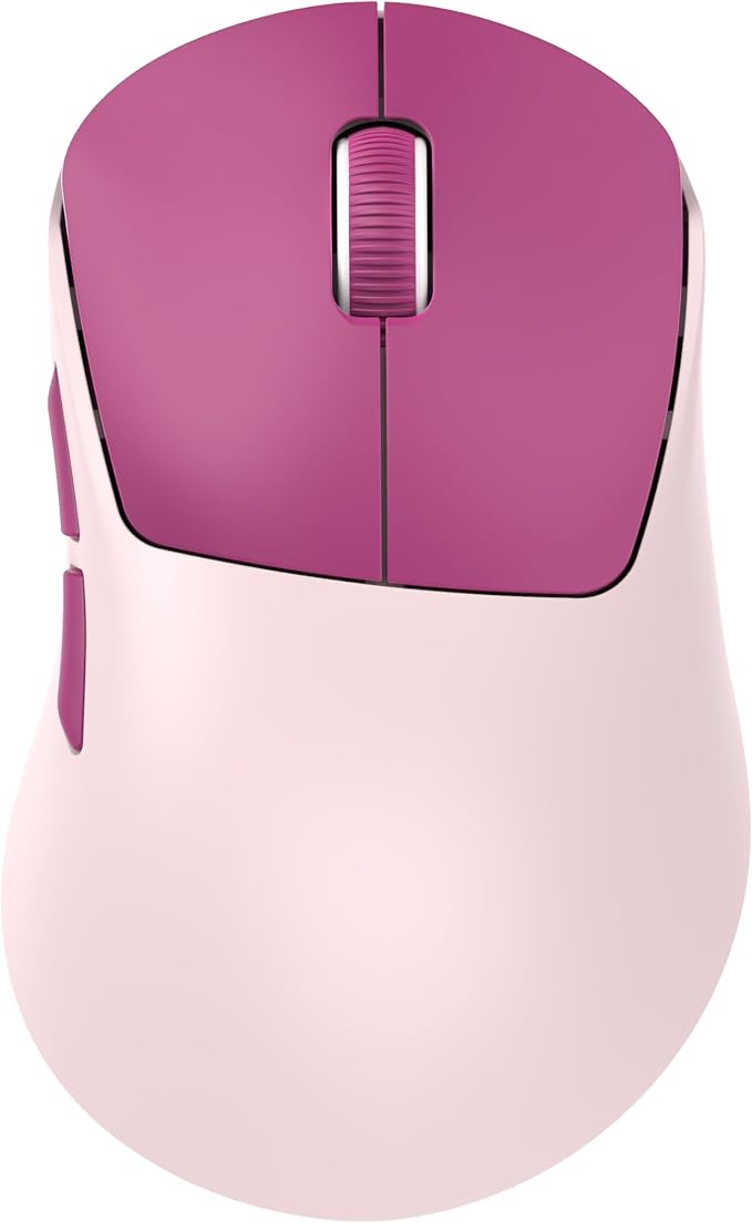 hunart H6 49g Wireless Mouse, Bluetooth & 2.4GHz Rechargeable Mouse, Lightweight Silent Ergonomic Mouse with USB-C Charging, Portable Right-Hand Office Mouse for Laptop, PC, MacBook(Berry Pink)