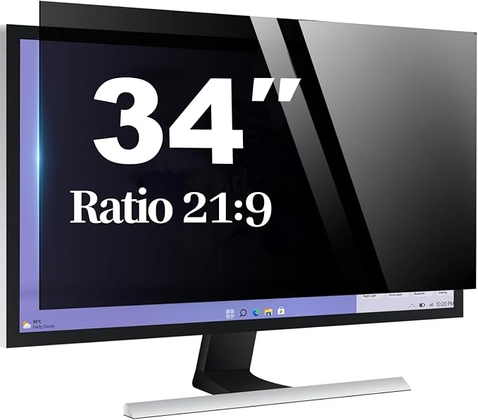 [1 Pack] 34 Inch Computer Privacy Screen for 21:9 Aspect Ratio Widescreen Monitor, Eye Protection Anti Glare Blue Light Filter Shield, Removable Anti-Scratch Anti Spy Protector