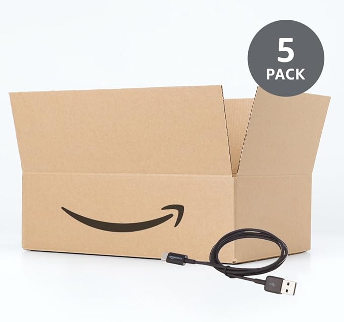 Amazon Basics 5-Pack USB-C to USB-A 2.0 Fast Charger Cable, 480Mbps Speed, USB-IF Certified, Quick Charger for Apple iPhone 16/15, iPad, Samsung Galaxy, Tablets, Laptops, 3 Foot, Black