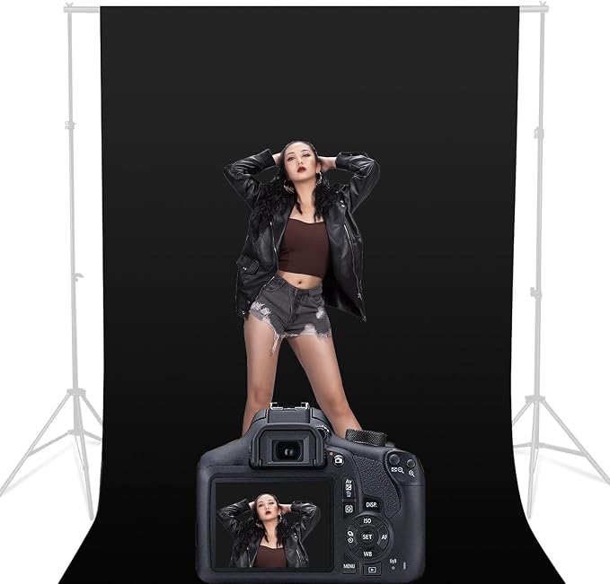 Black Backdrop 10 X 13 Ft, Solid Black Photo Backdrop, High Density Polyester Fabric Pure Black Backdrop Curtain Screen, Collapsible Seamless for Photoshoot Portraits Party Video Studio