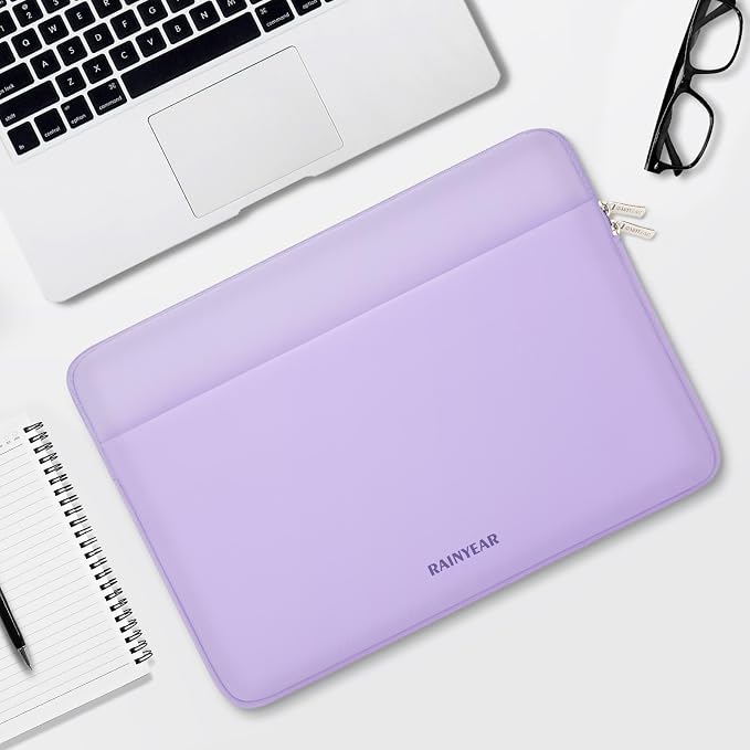 RAINYEAR Laptop Sleeve Case 11-13 Inch, Protective Padded Case with Front Pocket, Computer Cover Laptop Bag Compatible with 13.3 Inch MacBook Air/Pro, MacBook Neo A18, HP, Dell, Lenovo, Acer, Purple