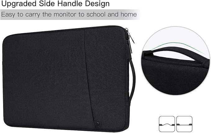 15.6 Inch Portable Monitor Case, Protective Carrying Sleeve Compatible with KYY MNN InnoView Most 16.1/15.6 in Monitors, Water Resistant Monitors Bag with Accessory Pocket, Black