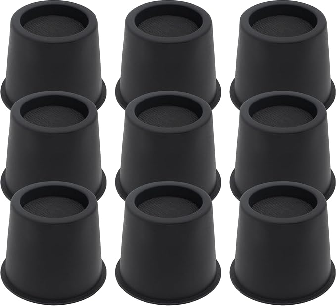 9 Pack Bed Risers 4 inch Heavy Duty, Furniture Risers Table Risers Bed Lifts Risers for Sofa, Couch, Desk, Cabinet, Bed Frame Risers Supports Up to 3,600 Lbs Black