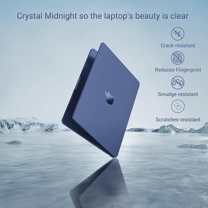 MOSISO Compatible with MacBook Air 13 inch Case M5 2026 M4 2025 M3 M2 2024-2022 A3449 A3240 A3113 A2681, Hard Shell&Keyboard Cover&Screen Film&Type C for MacBook Air 13.6 inch Case, Crystal Midnight