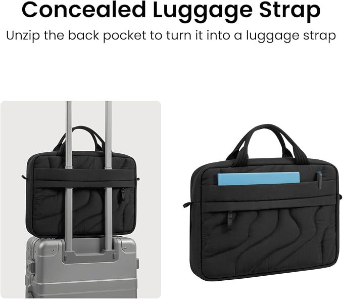 tomtoc 13-14 Inch Protective Puffy Laptop Carrying Bag for Women, Lightweight Laptop Briefcase Fits 13-inch Macbook Air M5 2026 & Neo A18, 14" MacBook Pro, Work Bag Case Handbag with Organized Storage