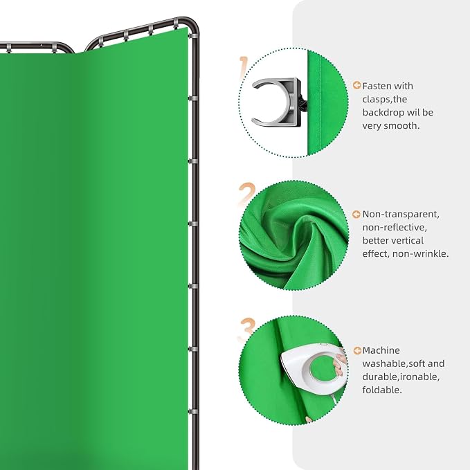 7.87ft x 13.12ft Large Green Screen Backdrop with Stand, Foldable Frame for Group Photo Backdrop, YouTube Creators, Streamers, Studio Photography, Video Shooting, Live Streaming & Gaming
