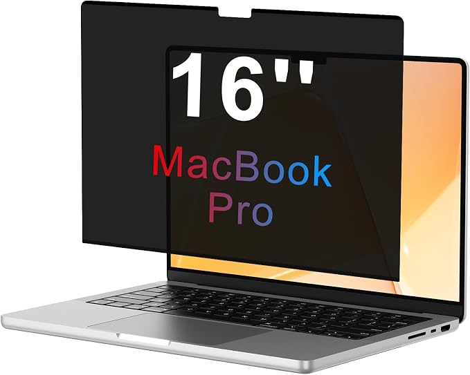 OMOTON Magnetic Privacy Screen for MacBook Pro 16 Inch (2021-2024, M1-M4, Pro, Max), Anti-Spy Filter, Matte Anti Glare Blue Light Protector, Easy Install & Remove