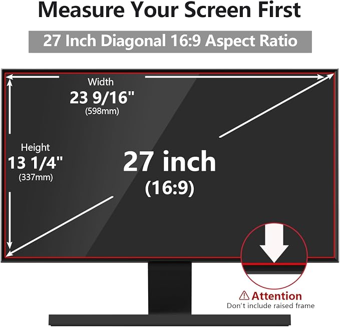 【5 Pack】 Computer Privacy Screen Protector 27 Inch with Hp Dell Asus Samsung LG and More, Removable Security Shield Filter for 16:9 Aspect Ratio Monitor Like ViewSonic Sceptre