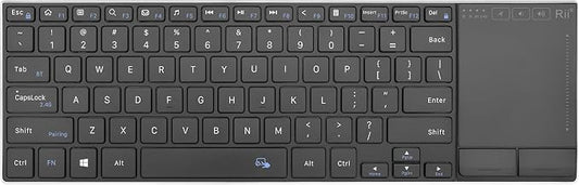 Rii 2.4G Wireless Keyboard,Bluetooth Keyboard(BT 5.1+2.4G),Aluminium Alloy Portable with Touchpad for Computer,PC,Tablet,iPad,Android TV Box,Smart TV,Windows,Mac (Black)
