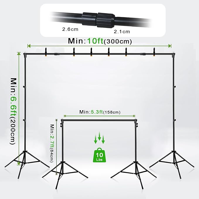 Green Screen Backdrop Kit 10x6.6ft with Tripod Stand, Chroma Key Background System for Video Shooting, Live Streaming, Photo Studio, Content Creation and Virtual Backgrounds