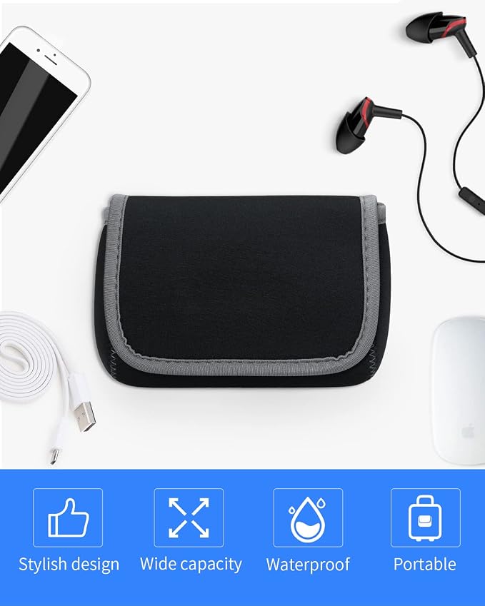 LENTION Medium Tech Pouch Storage Bag Cases for Accessories Laptop MacBook Power Adapter, Wireless Mouse, iPhone Chargers, Cellphone, Power Bank, Cord, Travel Cable Electronic Organizer - Dark Gray