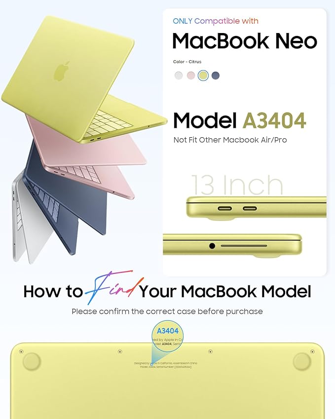 Fintie Compatible with MacBook Neo 13 Inch Case 2026 Model A3404 with A18 Pro Chip, Ultra-Thin Scratch Resistant Protective Hard Shell Cover with Keyboard Skin & Screen Protector (Glitter Citrus)