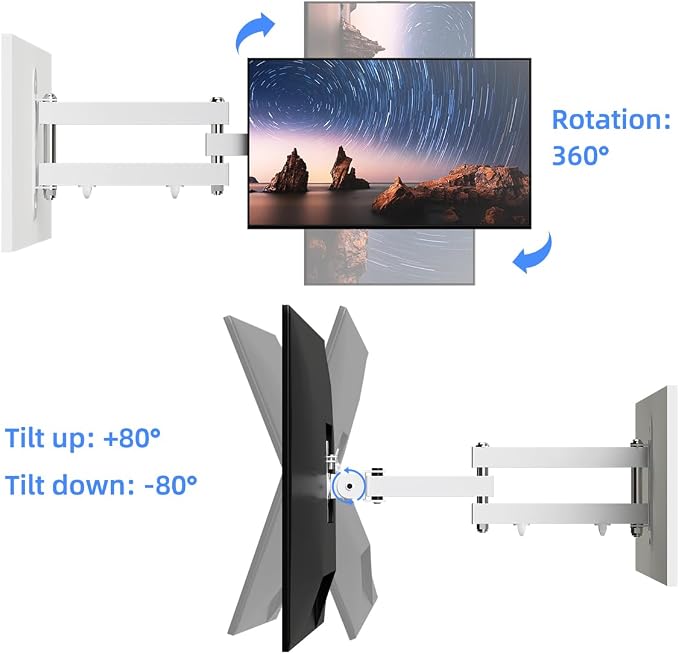 Suptek Full Motion TV Wall Mount Bracket for Most 13-30 inch TVs and Monitors, Flat and Curved TVs up to 28.66lbs, Tilt Swivel and 16.5 inch Extension, Max VESA 100x100mm, White, MA2776W