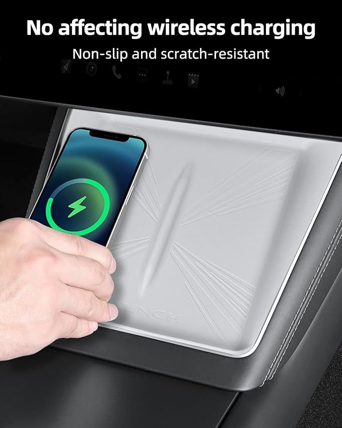 Model 3 Centre Control Wireless Charging Mat，Center Console Wireless Charger Pad Compatible with Tesla Highland Model 3 2024 2025 2026