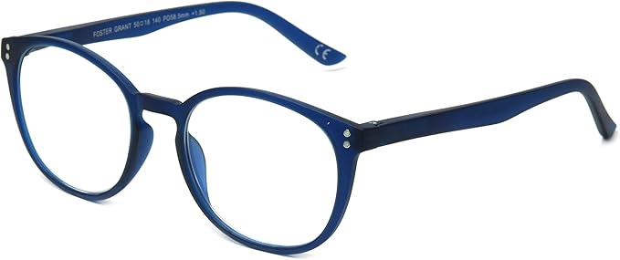 Foster Grant Unisex Joey Anti-fog Blue Light Readers Round Reading Glasses