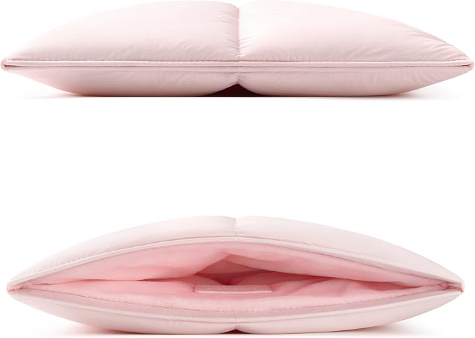 Comfyable Puffy Laptop Sleeve 15 Inch 16 Inch, Quilted Puffer Laptop Carrying Case, Pillow Pouch Compatible for MacBook Air 15 in M4 2025 & MacBook Pro 16 in M4 2024, Light Pink