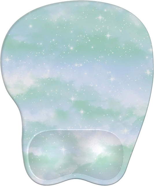 Mouse Pad with Wrist Rest Ergonomic Mouse Pad with Comfortable M-Shape Pain Relief Wrist Support Non-Slip PU Base Mousepad for Laptop, Office & Home (Fresh Forest)