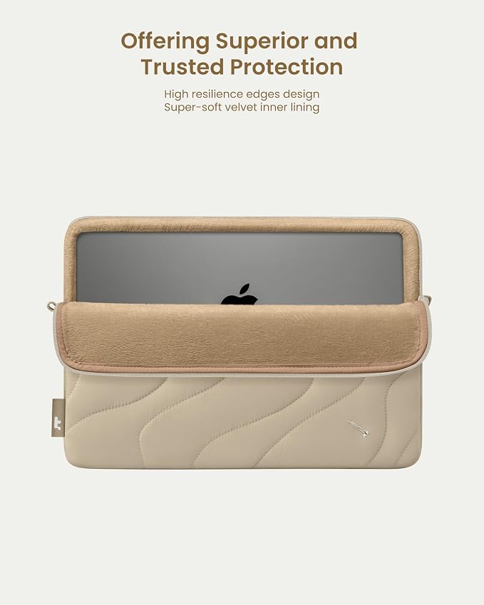 tomtoc 360 Protective Puffy Laptop Sleeve for 15-inch MacBook Air M5/A3448 (2026), M4/A3241 2025, M3/A3114, M2/A2941, 15" Surface Laptop 7th(Copilot+ PC)/6/5/4/3, Quilted Puffer Soft Computer Case Bag