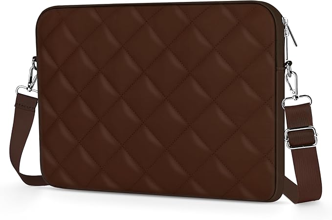 Puffy Quilted Laptop Sleeve with a Removable Shoulder Strap Compatible with MacBook Air/Pro, 13-13.3 inch Notebook, Compatible with MacBook Pro 14 inch M3 M2 M1 Chip 2023-2021