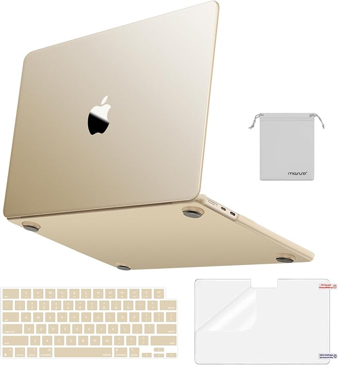 MOSISO for MacBook Air 15 inch Case M5 2026 M4 M3 M2 2025-2023 A3448 A3241 A3114 A2941, 4 in 1 Kit Seamlessly Closes Anti-Fingerprints Matte Hard Shell,Great for Business Travel Study, Starlight Clear