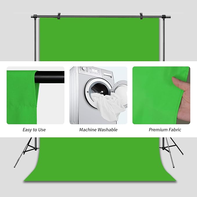 Green Screen Backdrop Chromakey Virtual Green Screen Background Sheet Fabric Wrinkle Resistance Photo Background for Photo Studio Shooting Props 5x7FT