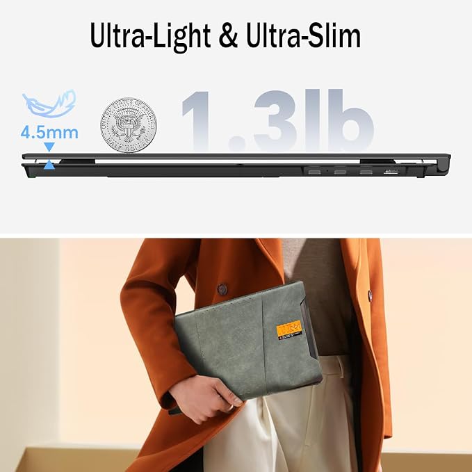 14" Laptop Screen Extender, Ultra-Thin 0.17" FHD 1080P IPS Portable Monitor for Laptop, Dual Monitor Extender, Plug & Play, Work with Windows/Mac/Chrome, Fits 13"-17.3" Laptops