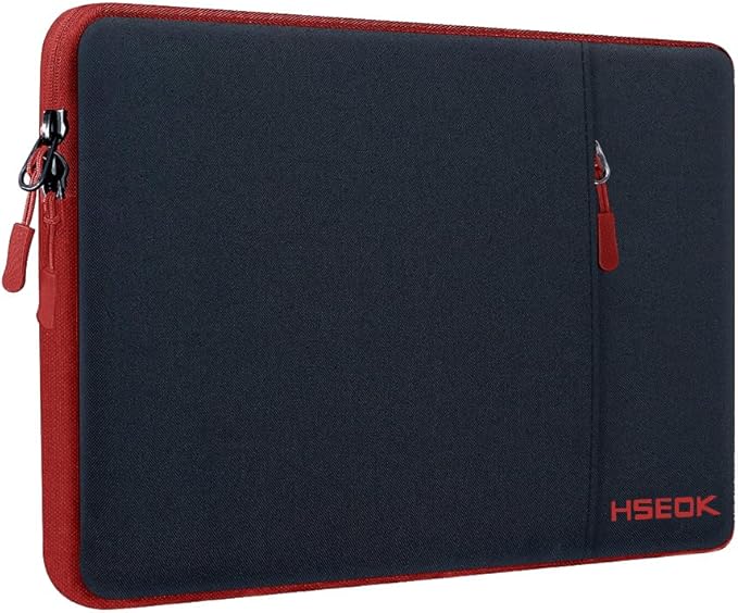 Hseok Laptop Sleeve 15.6 16 inch Case Compatible with MacBook Neo 16, MacBook Pro 16" M5/M4/M3/M2/M1, MacBook Air Pro 15", XPS 16, Most 15" 15.6" 16" Notebooks,Black&Red