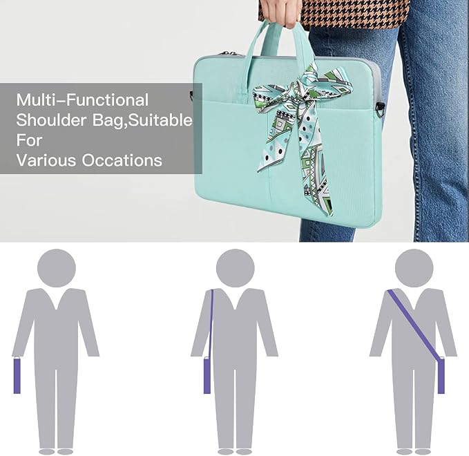 17.3 Inch Laptop Shoulder Sleeve Bag, Girls Women Briefcase Handbag for HP Envy 17 17t/Pavilion 17, Dell Inspiron 17/G3 G7 17.3, Lenovo ideapad L340, Acer Aspire 17.3, ASUS ROG MSI GS75 17.3 Case,Mint
