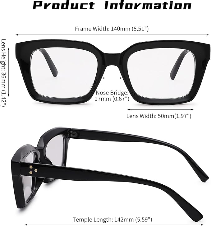 COASION Blue Light Blocking Eyeglasses Classic Thick Square Rim Frame Eyewear for Women Men
