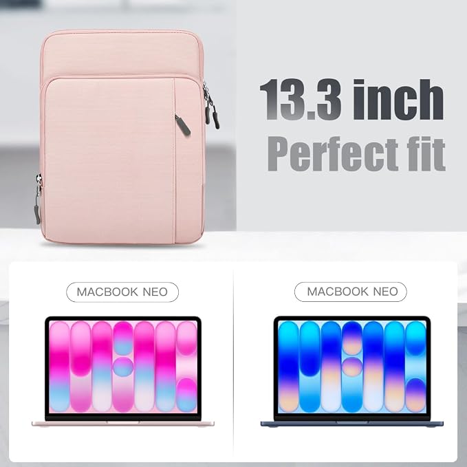 TiMOVO Laptop Sleeve Bag for MacBook Neo 13 inch 2026 Model A3404 with A18 Pro Chip, Carrying Case with Shoulder Strap, Pink