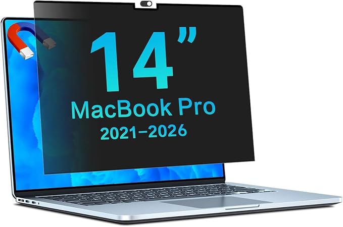 STARY Magnetic Privacy Screen for MacBook Pro 14 Inch, Removable Laptop Privacy Filter Shield and Matte Anti-Glare Blue Light Protector, Suitable for 2021-2026 (M1, M2, M3,M4,M5Pro & Max)
