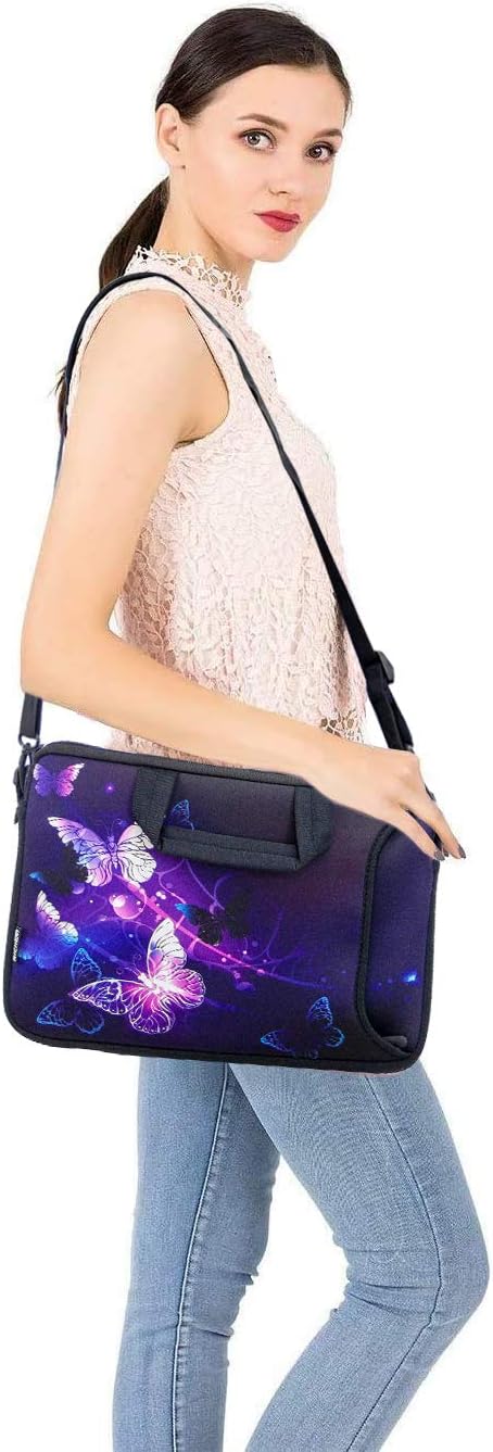 RICHEN 17 inch Laptop Shoulder Bag Carrying Case Computer PC Cover Pouch with Handle Fits 15.6/16/17/17.3/17.4 inch Laptop Notebook (16-17.3 inch, Butterflies)