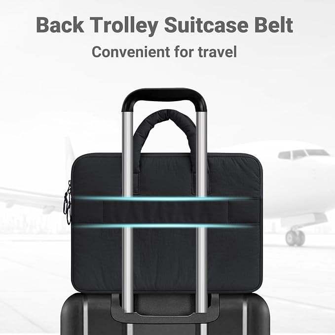MOSISO Laptop Case 13.3 inch, 13-13.3 inch Puffy Laptop Sleeve Compatible with MacBook Neo/Air 13.6 M5 M4 M3 M2 M1/Pro 13/14, HP Dell ASUS Lenovo, Rectangle Quilted Carrying Bag with Bow&Handle, Black