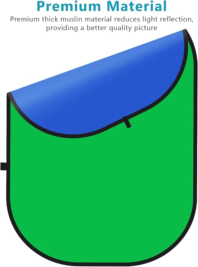 Neewer 5x7ft/1.5x2m Chromakey Foldable Backdrop with Stand 8.5ft/2.6m, 2-in-1 Reversible Green Blue Green Background Panel for Photography Studio, Live Streaming, Video Calls, Games