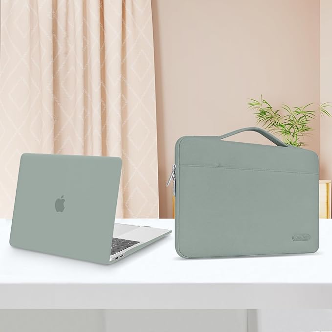 MOSISO Compatible with MacBook Air 15 inch Case M5 2026 M4 2025 M3 M2 2024 2023 A3448 A3241 A3114 A2941,Protective Hard Shell&Carrying Sleeve Bag&Keyboard Cover&Webcam Cover&ScreenFilm, Antique Green