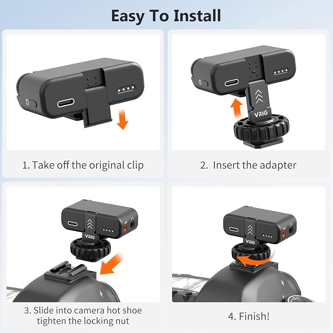 VRIG Cold Shoe Mount Adapter for DJI MIC 2, MC-02 Camera Adapter with 1/4" Screw Mic 2 Accessories for Use on Cages Tripods or on Camera Hot Shoe for Vlogging Video