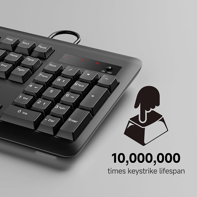 Redragon BK7366 Wired Keyboard,Multimedia USB Quiet Computer Keyboard,Silent Keyboard with Large Number Pad,Spill-Resistant,Anti-Wear Letters,Full Size for Laptop,Desktop