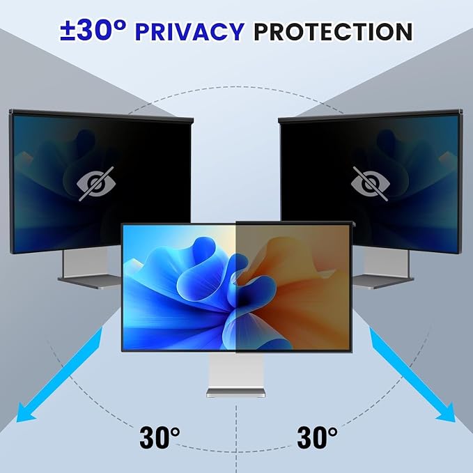 Hanging 27 Inch Computer Privacy Screen Filter, Hanging Computer Screen Privacy Cover, Compatible with, 27 Inch 16:9 Widescreen Monitors, Protect Eyes from Glare and Blue Light