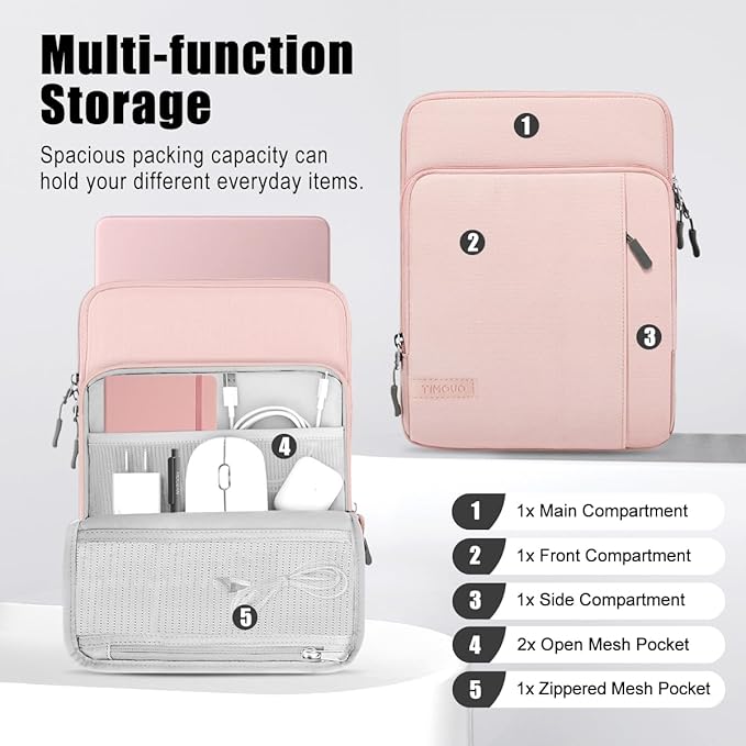 TiMOVO Laptop Sleeve Bag for MacBook Neo 13 inch 2026 Model A3404 with A18 Pro Chip, Carrying Case with Shoulder Strap, Pink
