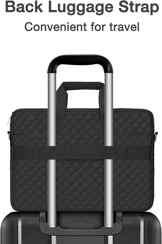MOSISO 17-17.3 inch Laptop Bag, Laptop Briefcase Messenger Compatible with Dell, HP, Lenovo, Asus, Acer, Alienware, Square Quilted Computer Bag Work Office Business with 3 Pockets&Strap, Black