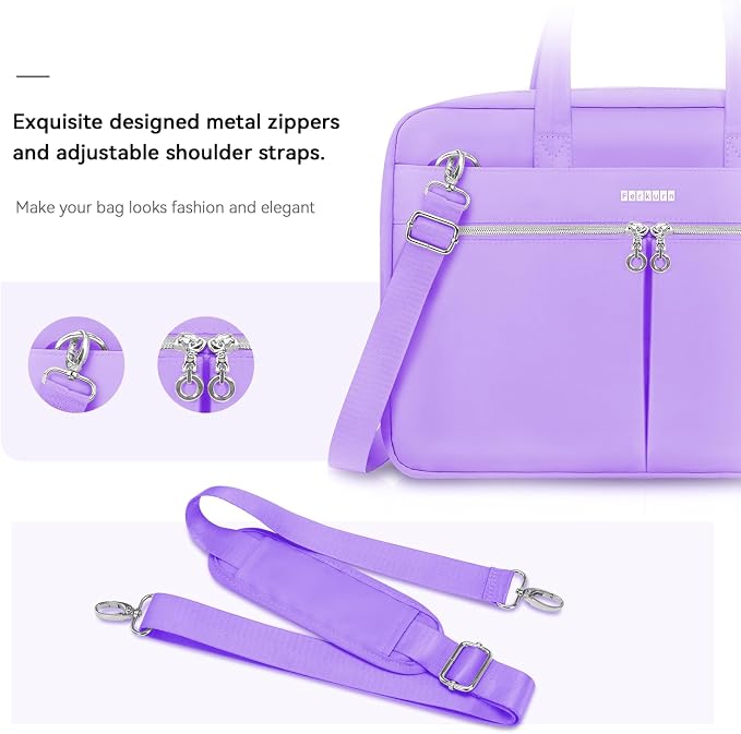 Ferkurn Laptop Bag Case Women Men Computer Bag Compatible with MacBook/HP/LG/Dell, Shoulder Strap Slim Carrying Messenger Briefcase, Purple, 17-17.3 Inch