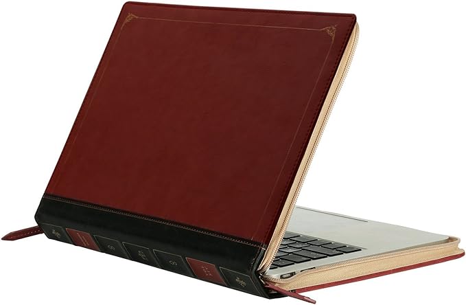 MOSISO Laptop Sleeve Case Compatible with MacBook Air 13 inch M4 A3240 M3 A3113 M2 A2681 M1 A2337 A2179 A1932 2025-2018/Pro 13 inch M2 M1 2025-2016, PU Leather Vintage Portfolio Cover, Wine Red