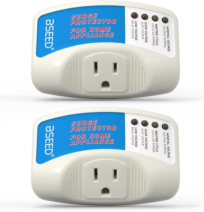 BSEED Voltage Protector, Single Outlet Surge Protector Plug in for Home Appliance Multi Function Plug with Protection Wall Mount Power Suppressor for TV/PC/Refrigerator, 15A, 125V, 1875W, 2 Pack