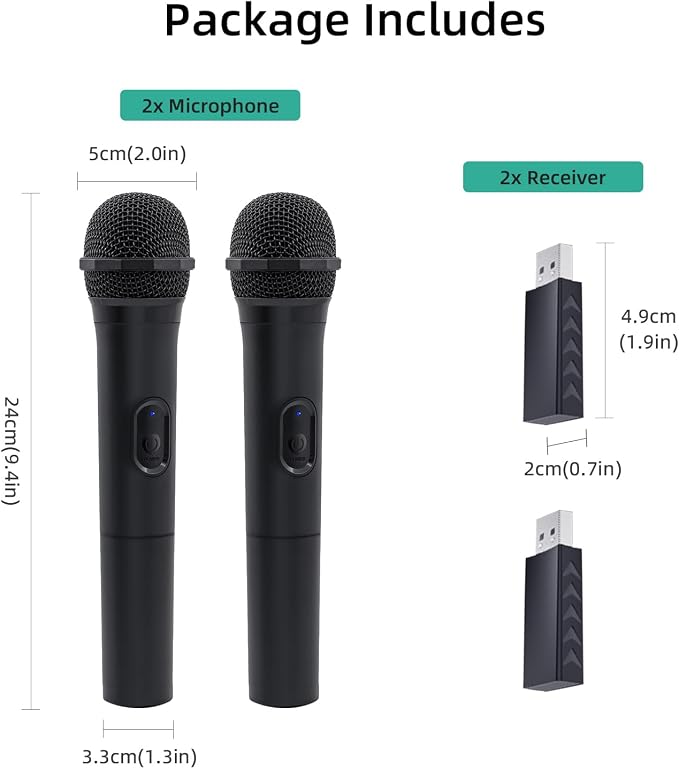 Mcbazel 2 Pack Wireless USB Gaming Microphone Compatible with Xbox Series X/S, PS5, Switch OLED, NS Switch/Switch2, PC, PS4, PS3, PS2, Xbox One X/S, Xbox One, Xbox 360, Wii